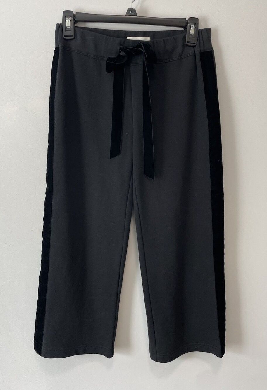 Broome Street Kate Spade Fleece Pant Black Cropped Wide Leg Trousers XS Designer
